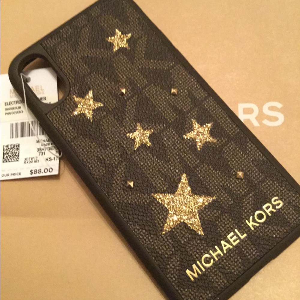 COPY - Michael Kors Brown with Gold Stars iPhone X